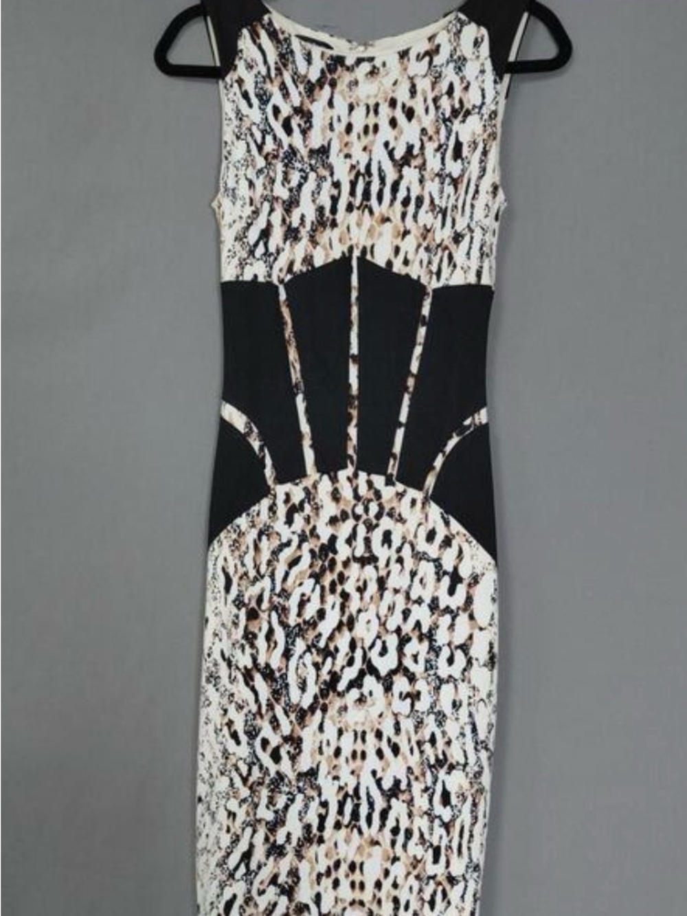 bebe Animal Print Midi Dress in Black & Pink Like New